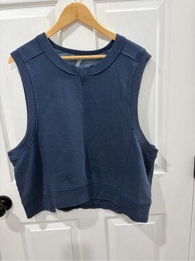 Free People Navy Sleeveless Muscle Tee